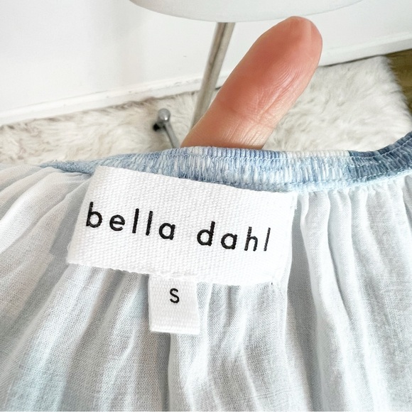 BELLA DAHL BLUE TIE DYE SHORT PUFF SLEEVE FIT & FLARE MIDI DRESS WOMENS SMALL - Picture 3 of 4